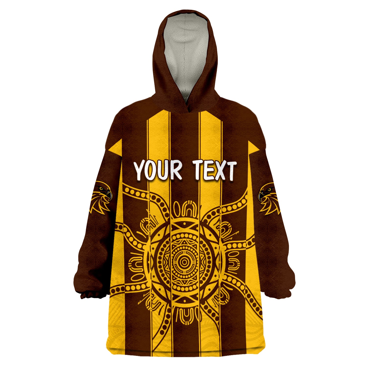 (Custom Personalised) Hawks Indigenous Hawthorn Football Wearable Blanket Hoodie - Vibe Hoodie Shop