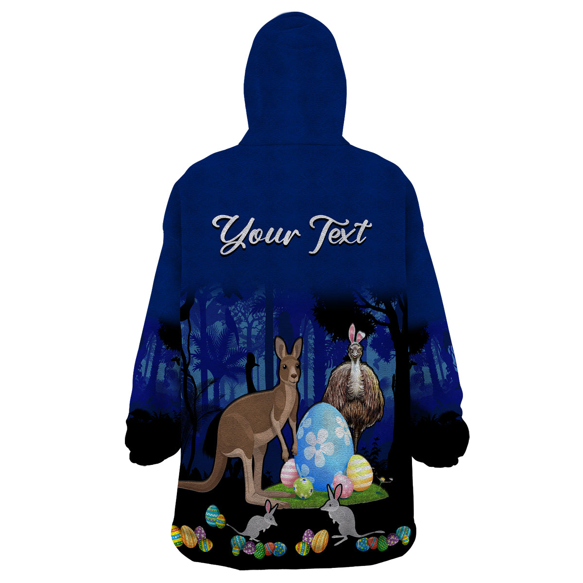 (Custom Personalised) Australia Kangaroo Emu And Bilby Happy Easter Day Wearable Blanket Hoodie - Vibe Hoodie Shop