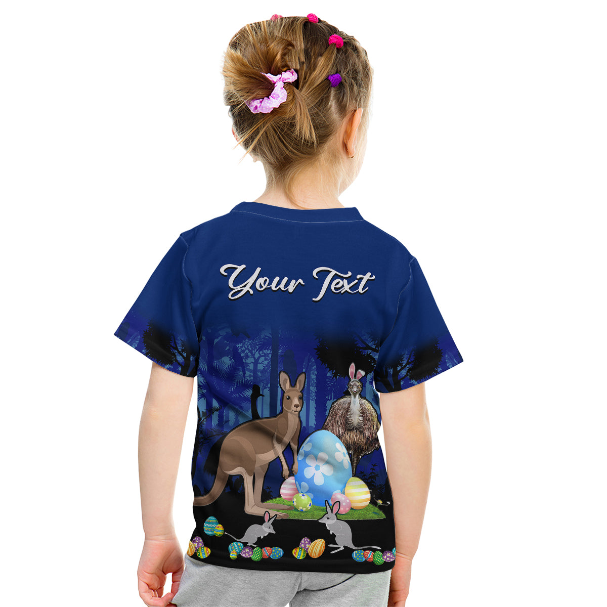 (Custom Personalised) Australia Kangaroo Emu And Bilby Happy Easter Day Kid T Shirt - Vibe Hoodie Shop