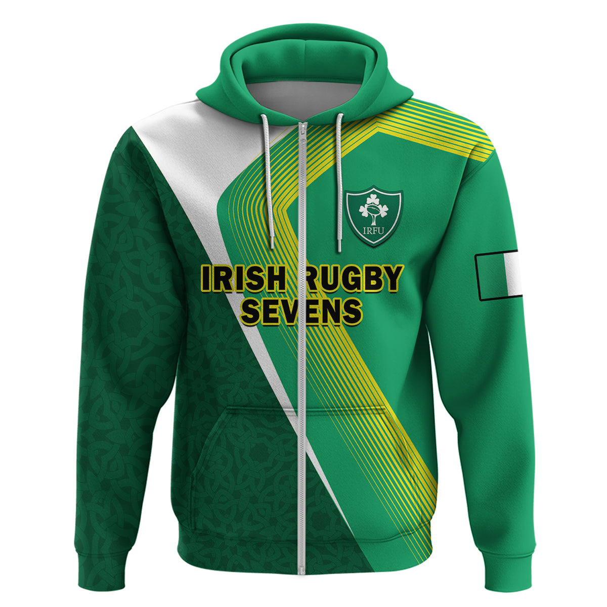 Ireland Rugby 7s Celtic Cross Shamrock Hoodie - Vibe Hoodie Shop