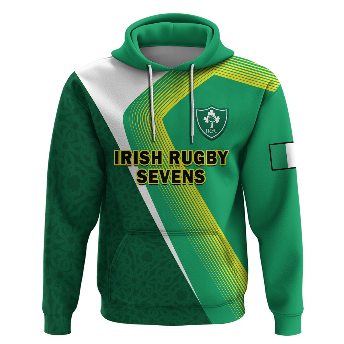 Ireland Rugby 7s Celtic Cross Shamrock Hoodie - Vibe Hoodie Shop
