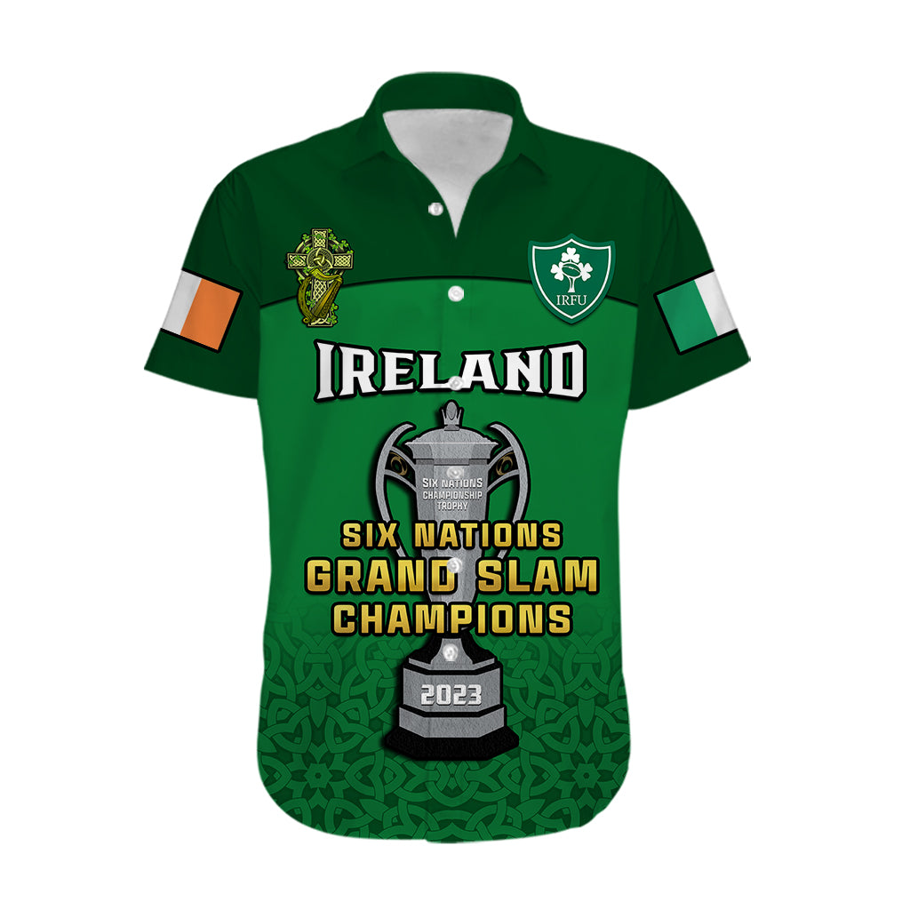 (Custom Text And Number) Ireland Rugby 2023 Champions Six Nations Irish Proud Hawaiian Shirt - Vibe Hoodie Shop