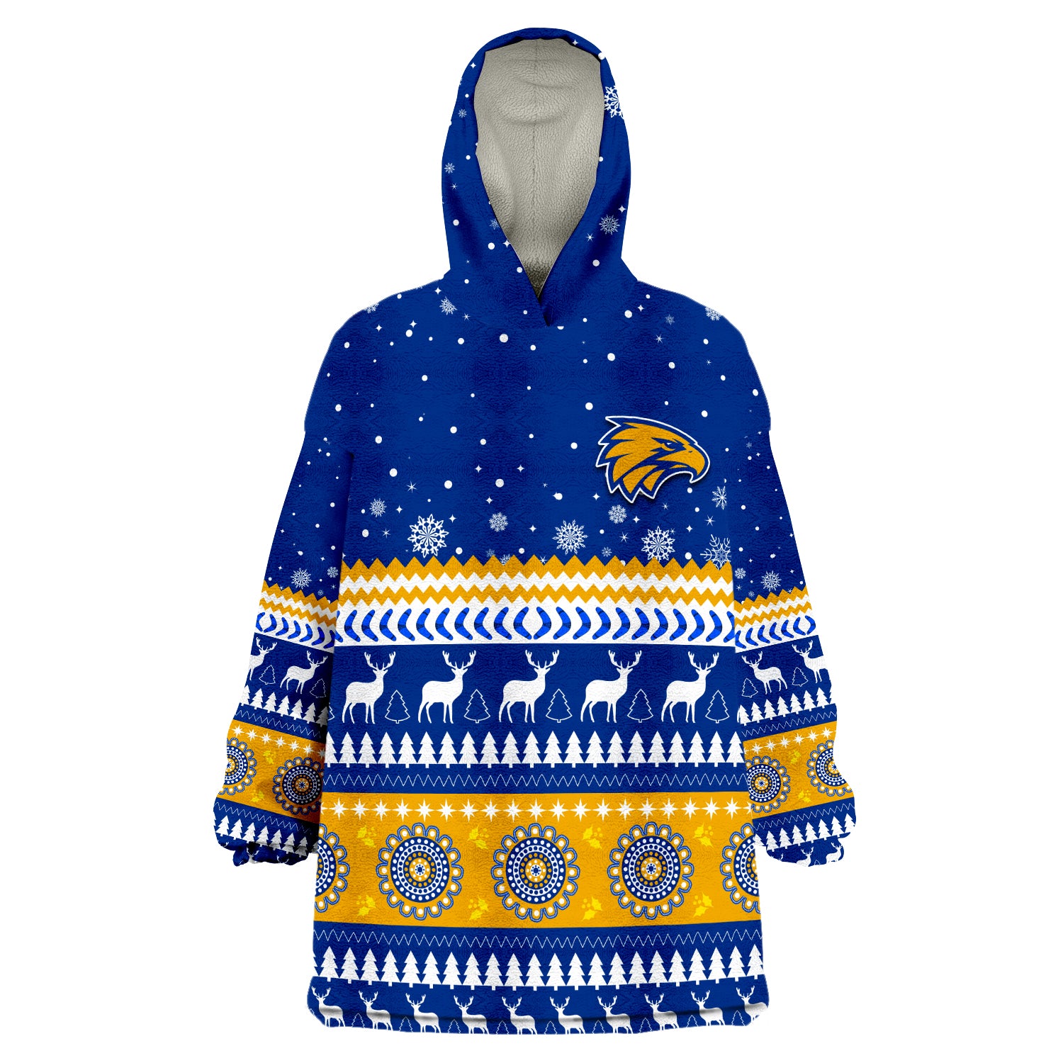 (Custom Personalised) Eagles Christmas Indigenous West Coast Wearable Blanket Hoodie - Vibe Hoodie Shop