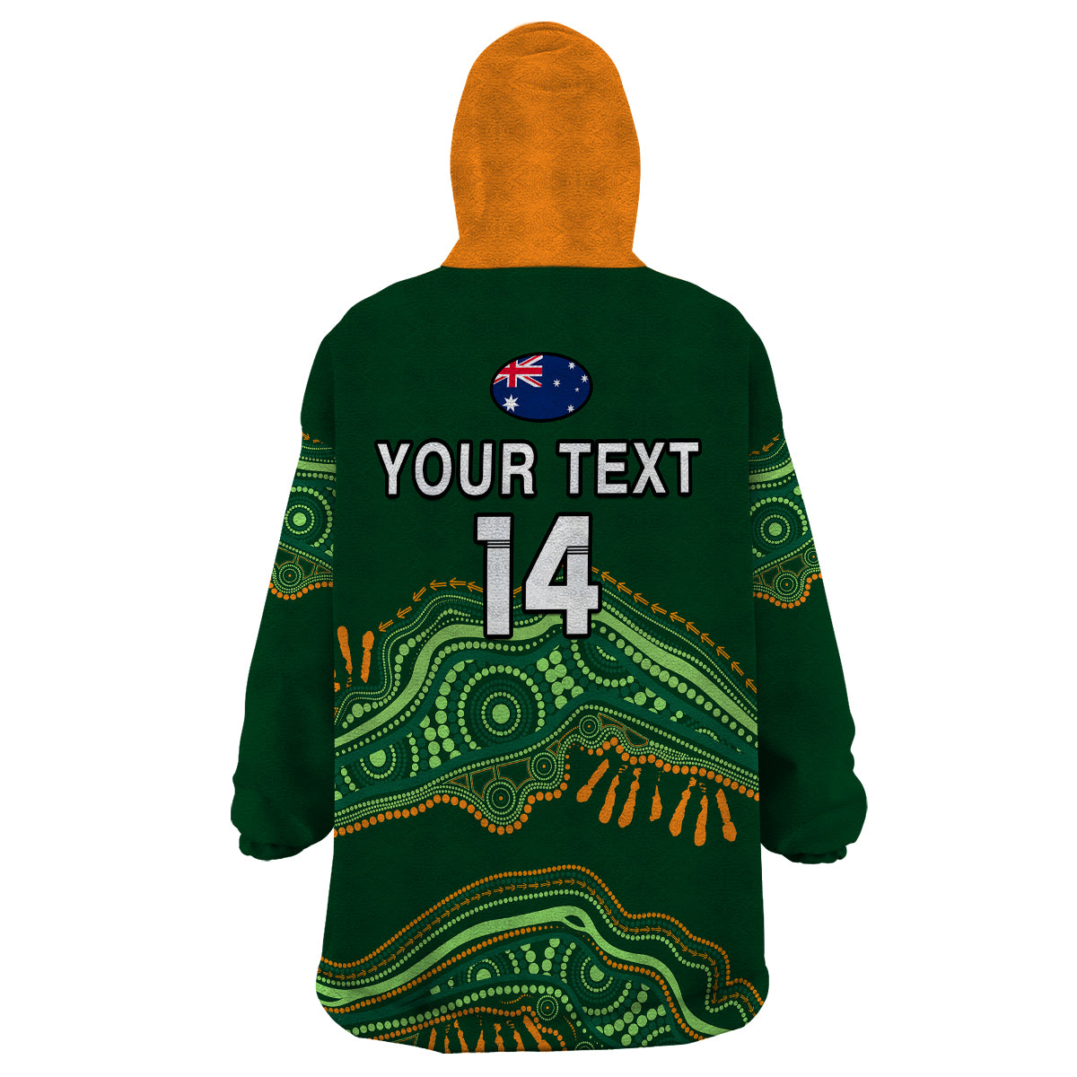 (Custom Text And Number) Aussie Sevens Rugby Aboriginal Art Wearable Blanket Hoodie - Vibe Hoodie Shop