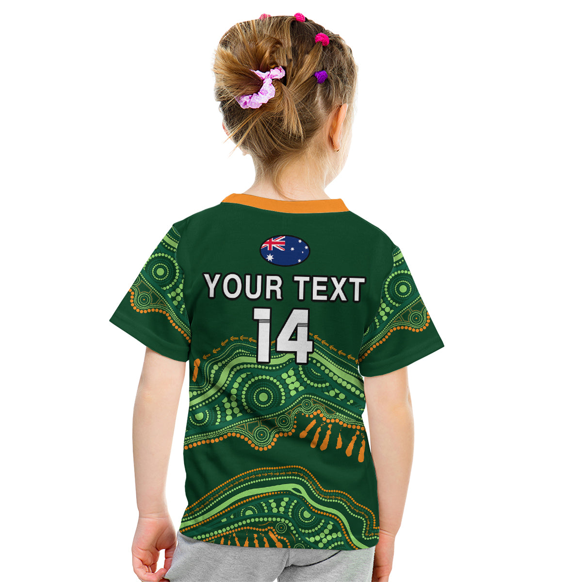 (Custom Text And Number) Aussie Sevens Rugby Aboriginal Art Kid T Shirt - Vibe Hoodie Shop