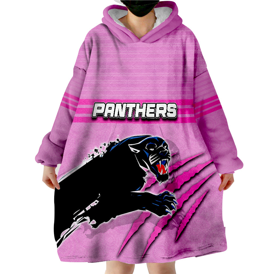 Panthers Aboriginal Dot Patterns Pink Style Wearable Blanket Hoodie - Vibe Hoodie Shop