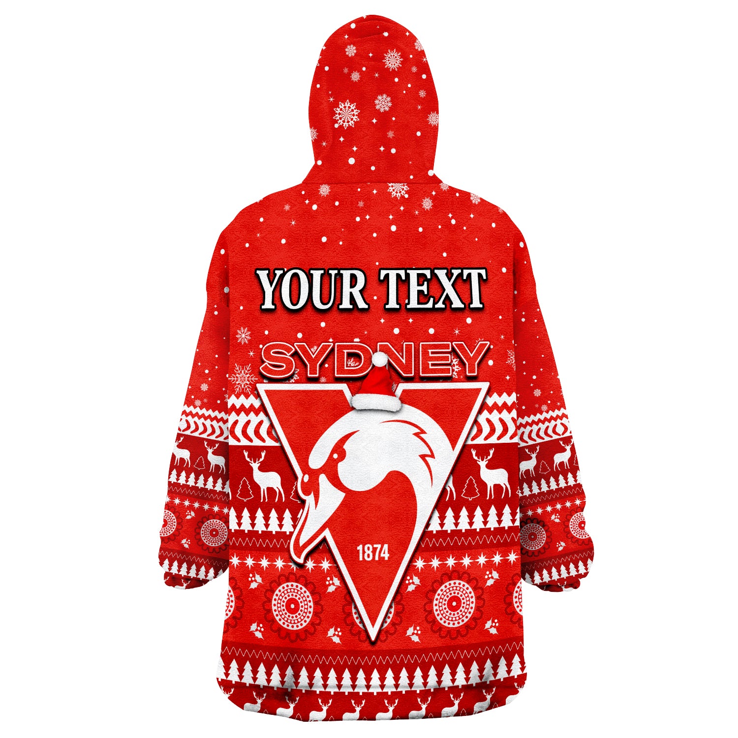 (Custom Personalised) Swans Football Christmas Sydney Wearable Blanket Hoodie - Vibe Hoodie Shop
