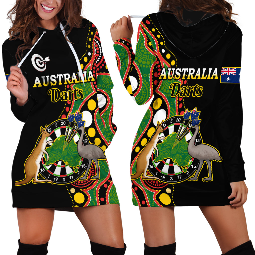 Australia Darts Indigenous Art Mix Kangaroo And Emu Hoodie Dress - Vibe Hoodie Shop