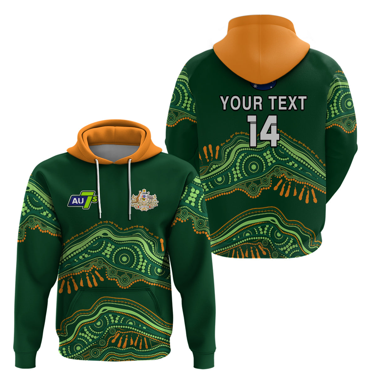 (Custom Text And Number) Aussie Sevens Rugby Aboriginal Art Hoodie - Vibe Hoodie Shop