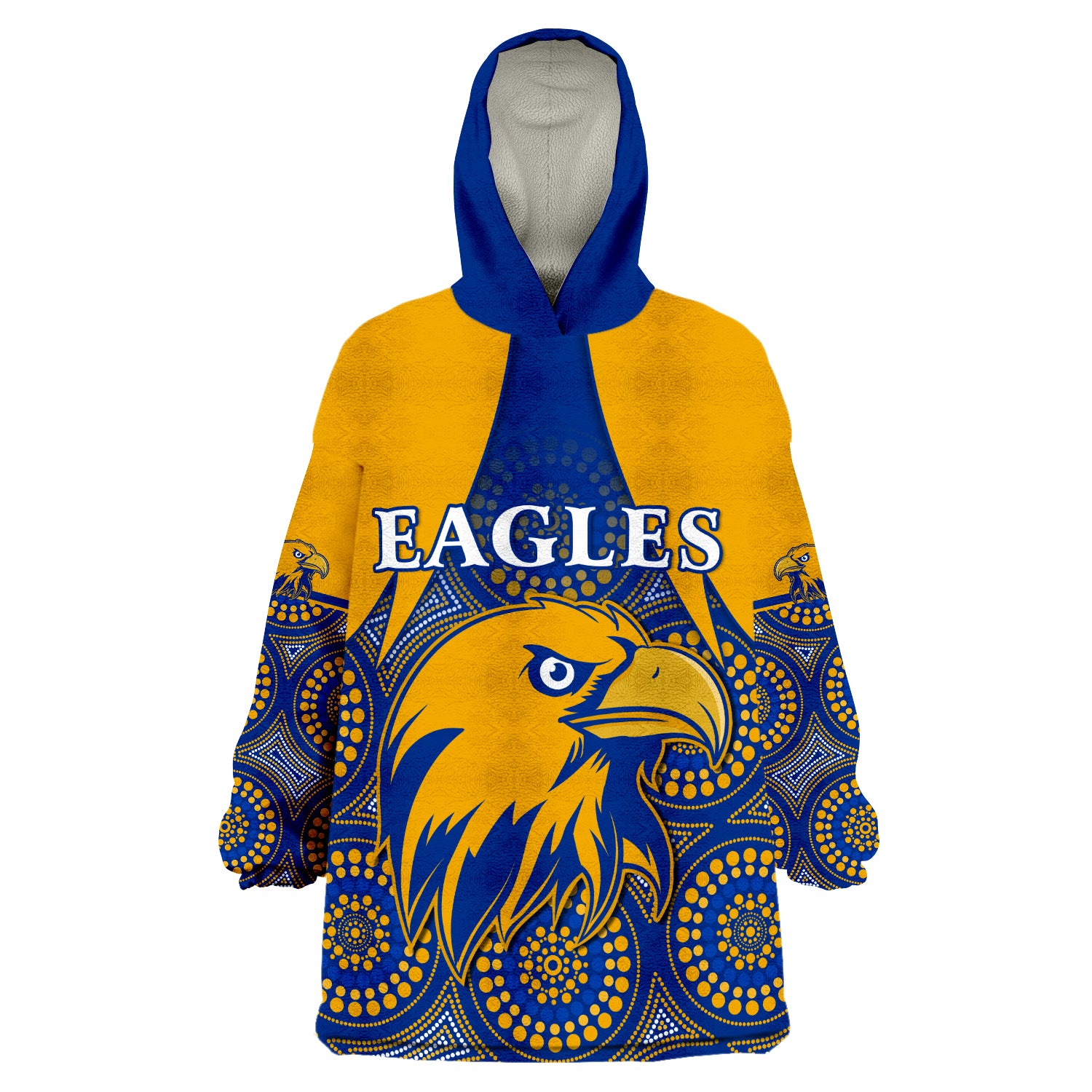 (Custom Personalised) Eagles Indigenous West Coast 2022 Version Gold Wearable Blanket Hoodie - Vibe Hoodie Shop