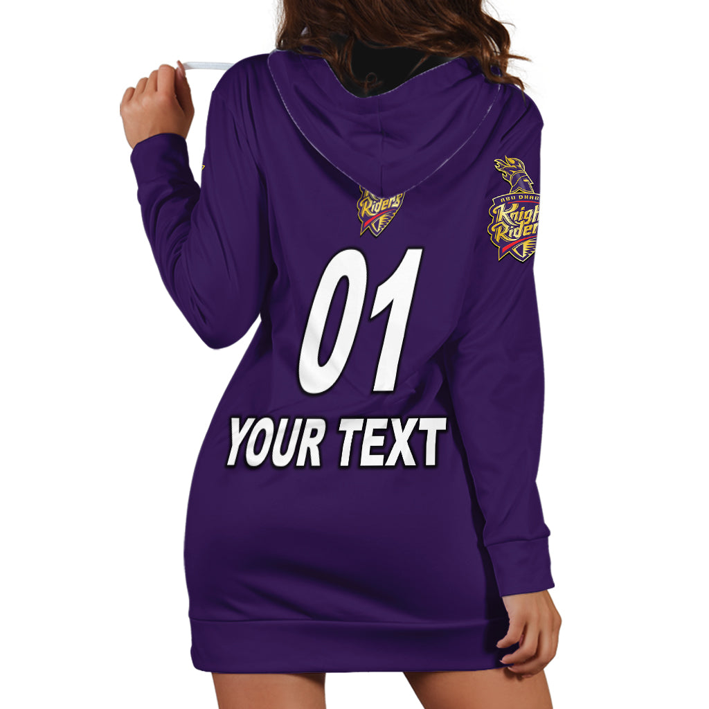 (Custom Personalised) Abu Dhabi Knight Riders ILT20 ADKR Cricket Simplified Vibes - Purple Hoodie Dress - Vibe Hoodie Shop