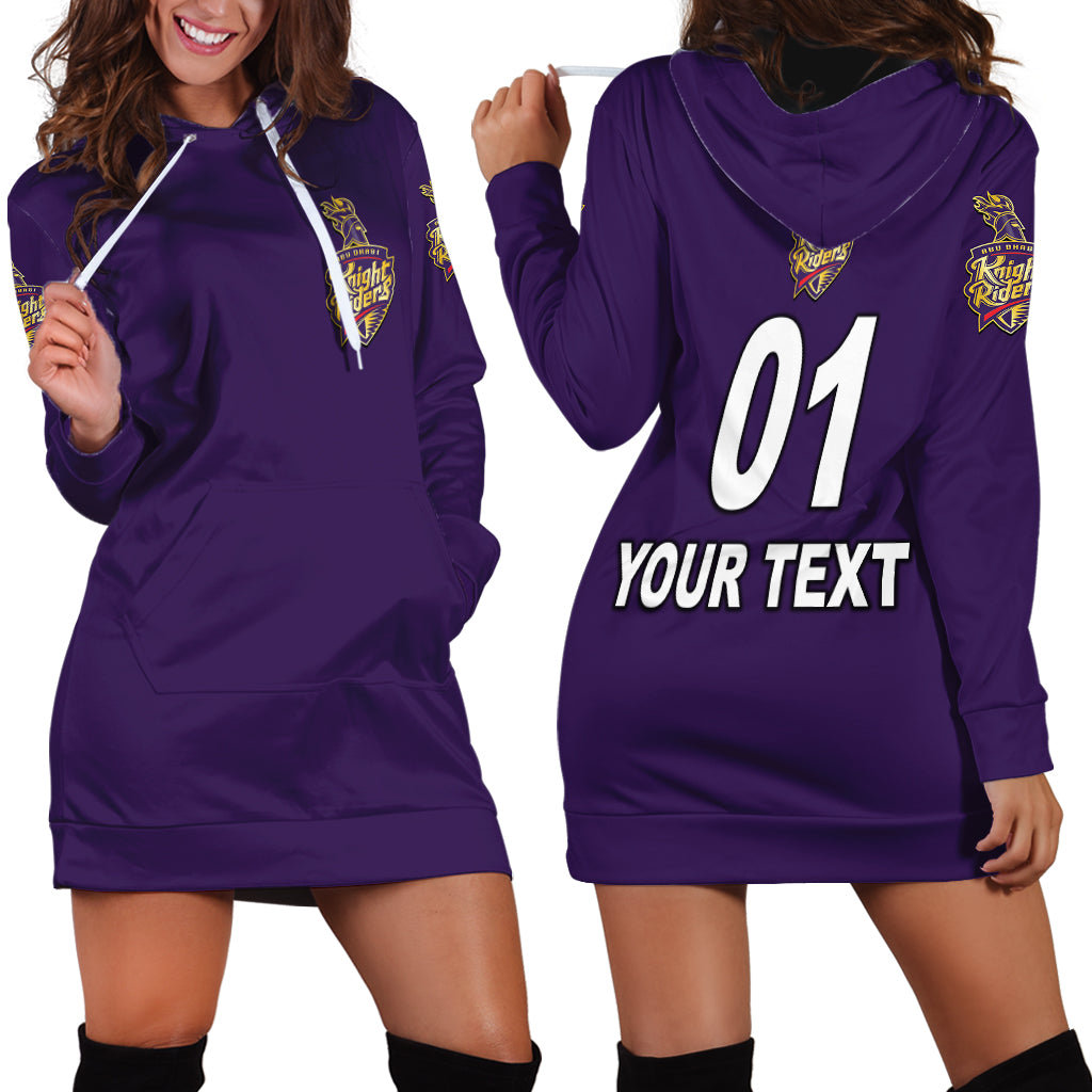 (Custom Personalised) Abu Dhabi Knight Riders ILT20 ADKR Cricket Simplified Vibes - Purple Hoodie Dress - Vibe Hoodie Shop