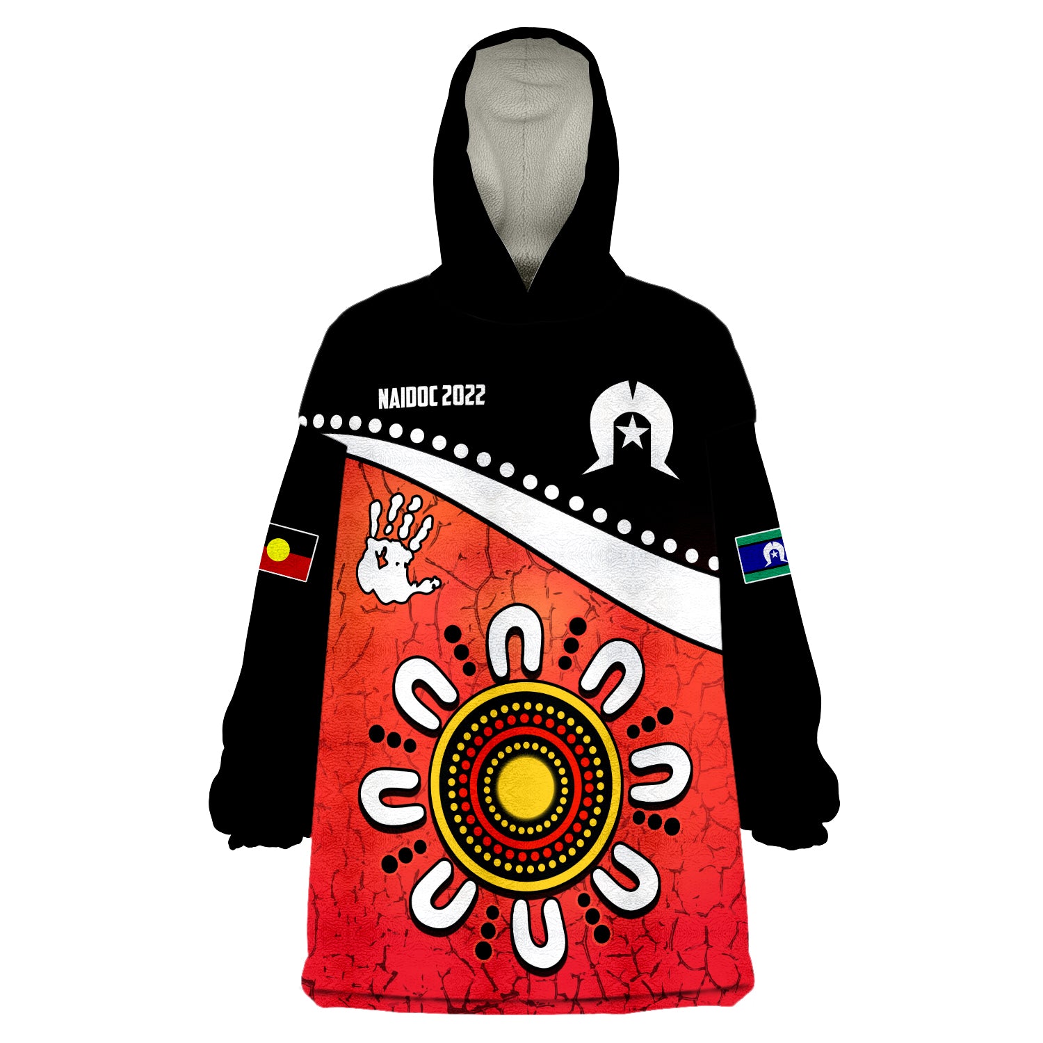 (Custom Personalised) NAIDOC Week 2022 Torres Strait Islanders Version Red Aboriginal The Dhari Wearable Blanket Hoodie - Vibe Hoodie Shop