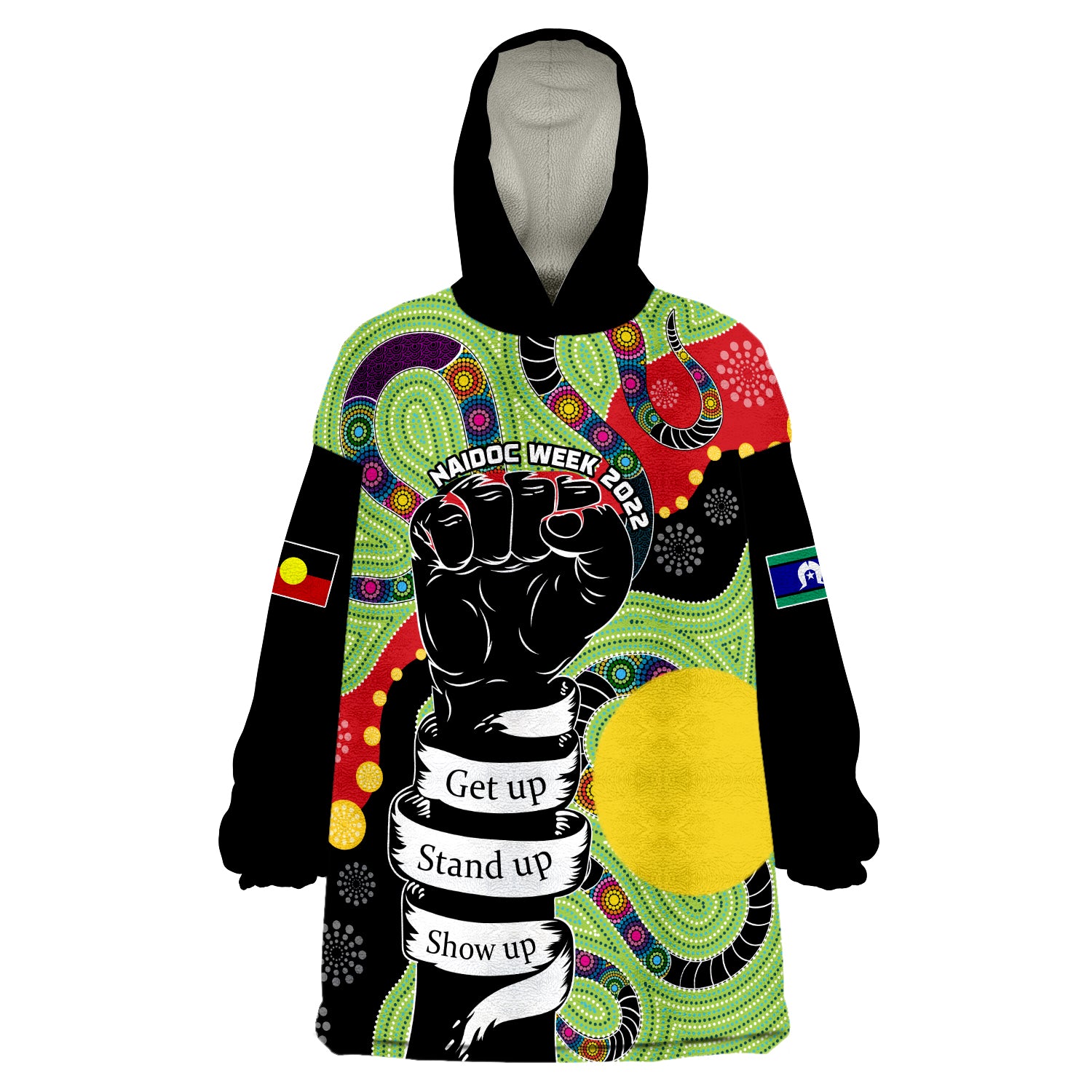 (Custom Text and Number) Aboriginal NAIDOC Week Stronger Together Unique Style Wearable Blanket Hoodie - Vibe Hoodie Shop