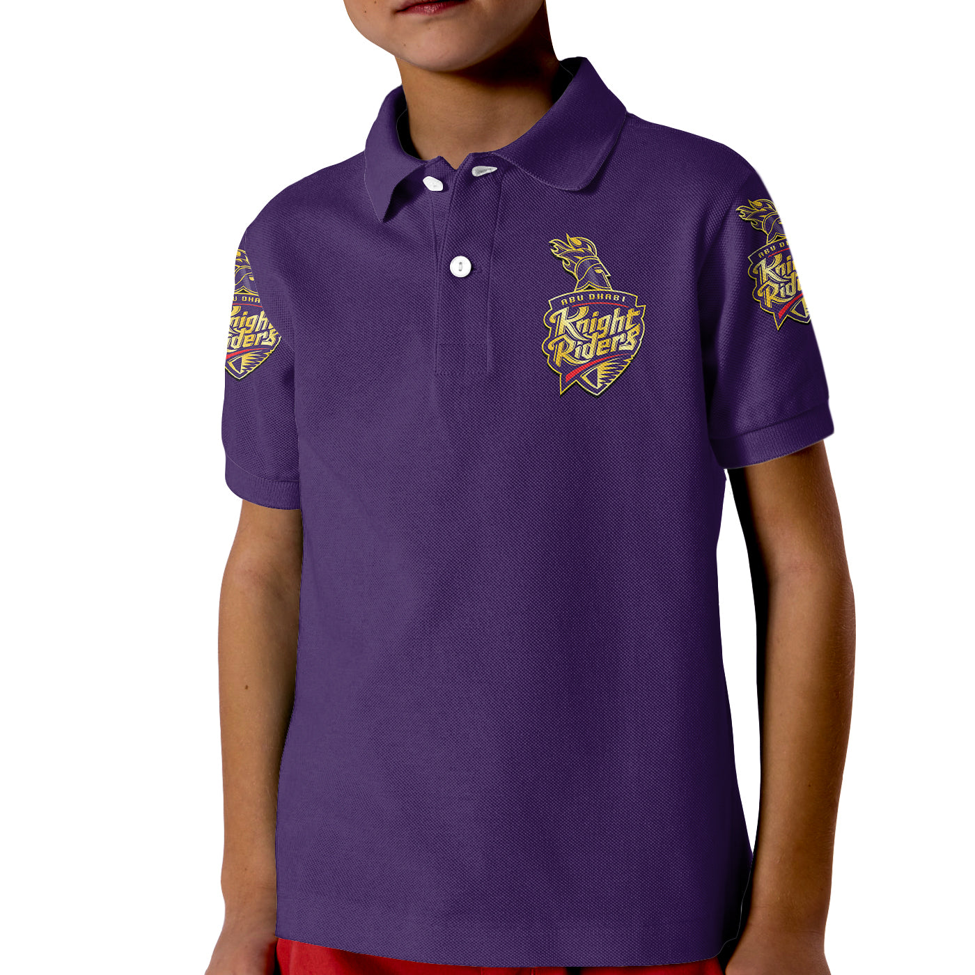 (Custom Personalised) Abu Dhabi Knight Riders ILT20 ADKR Cricket Simplified Vibes - Purple Kid Polo Shirt - Vibe Hoodie Shop