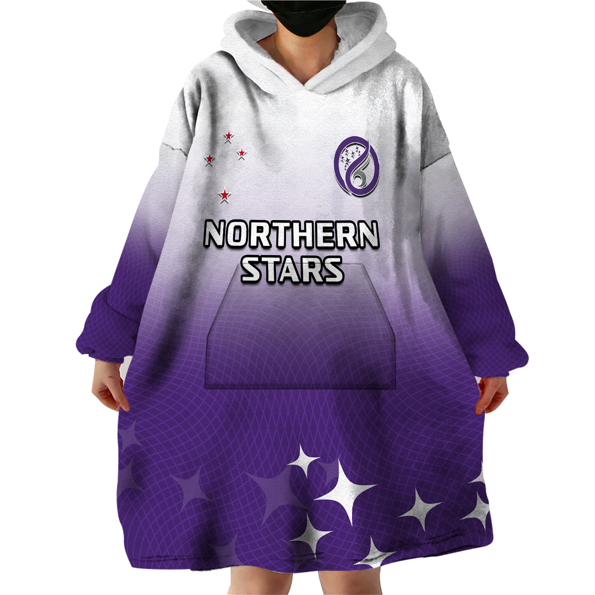 (Custom Text And Number) Aotearoa Northern Stars Netball Sporty Style Wearable Blanket Hoodie - Vibe Hoodie Shop