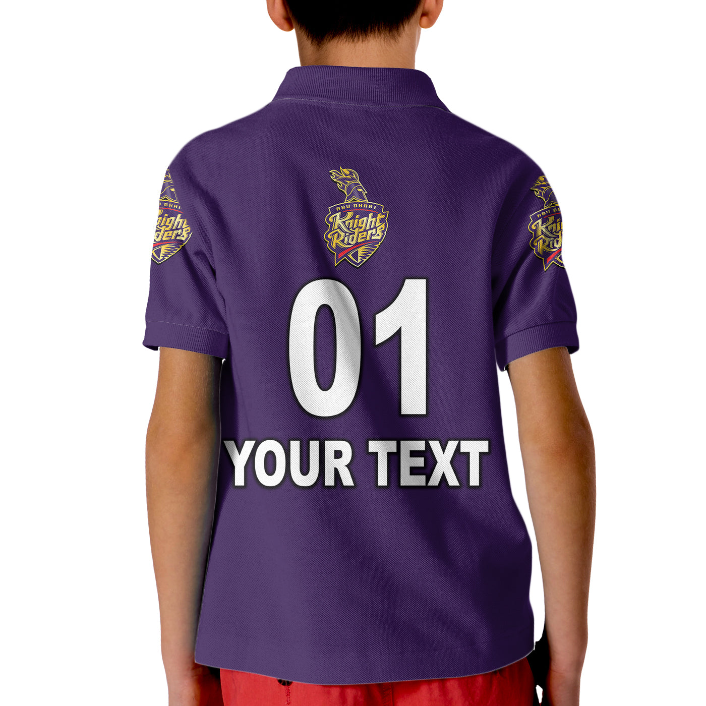 (Custom Personalised) Abu Dhabi Knight Riders ILT20 ADKR Cricket Simplified Vibes - Purple Kid Polo Shirt - Vibe Hoodie Shop