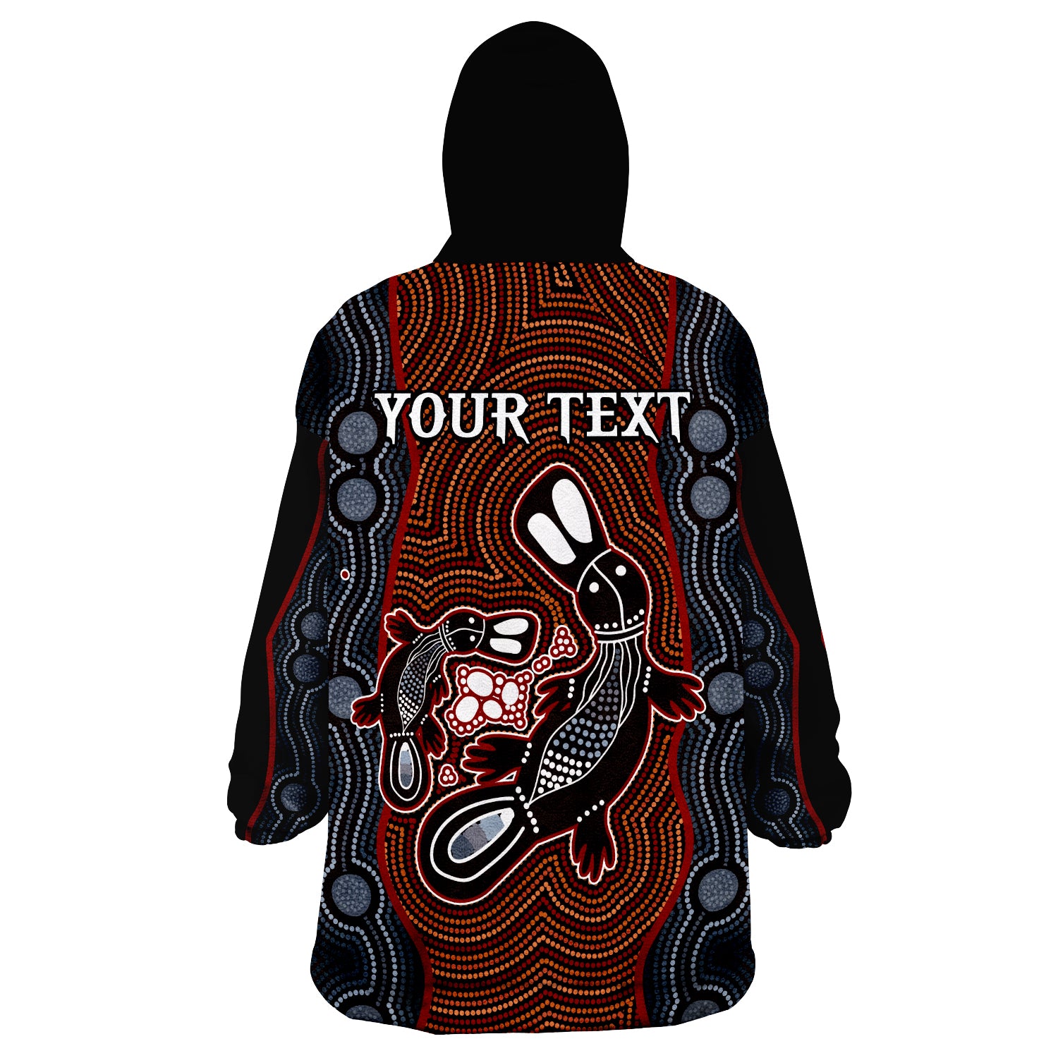 (Custom Personalised) Aboriginal Dot Platypus Victory Wearable Blanket Hoodie - Vibe Hoodie Shop