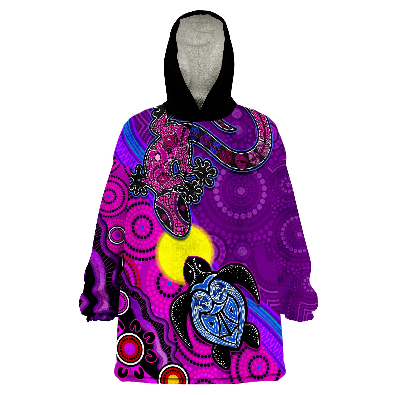 (Custom Personalised) Australia Lizard and Turtle Aboriginal Art Beautiful Life Wearable Blanket Hoodie - Vibe Hoodie Shop