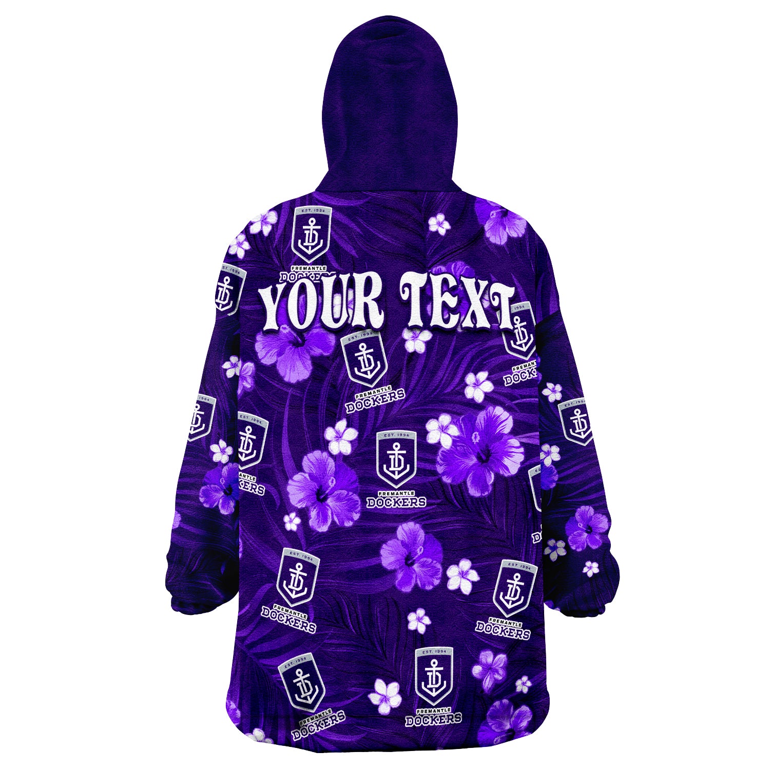 (Custom Personalised) Dockers Football Fremantle Premiers Tropical Flowers Simple Wearable Blanket Hoodie - Vibe Hoodie Shop