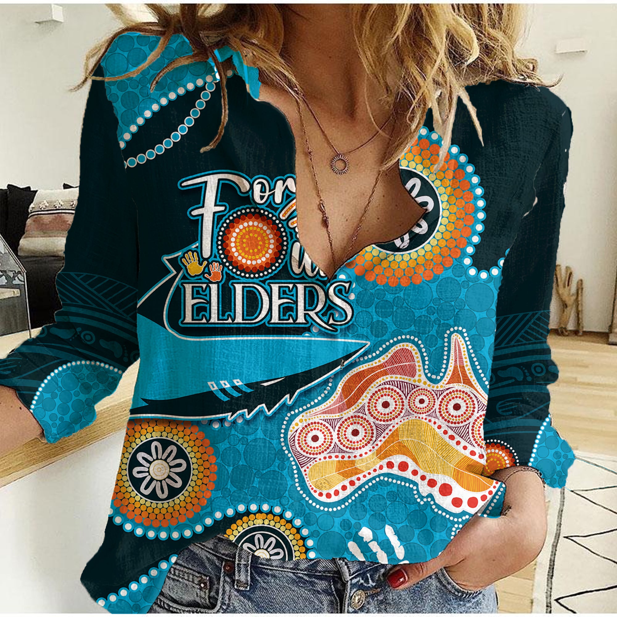 Personalised NAIDOC Week 2023 NRL Sharks For Our Elders Women Casual Shirt - Vibe Hoodie Shop