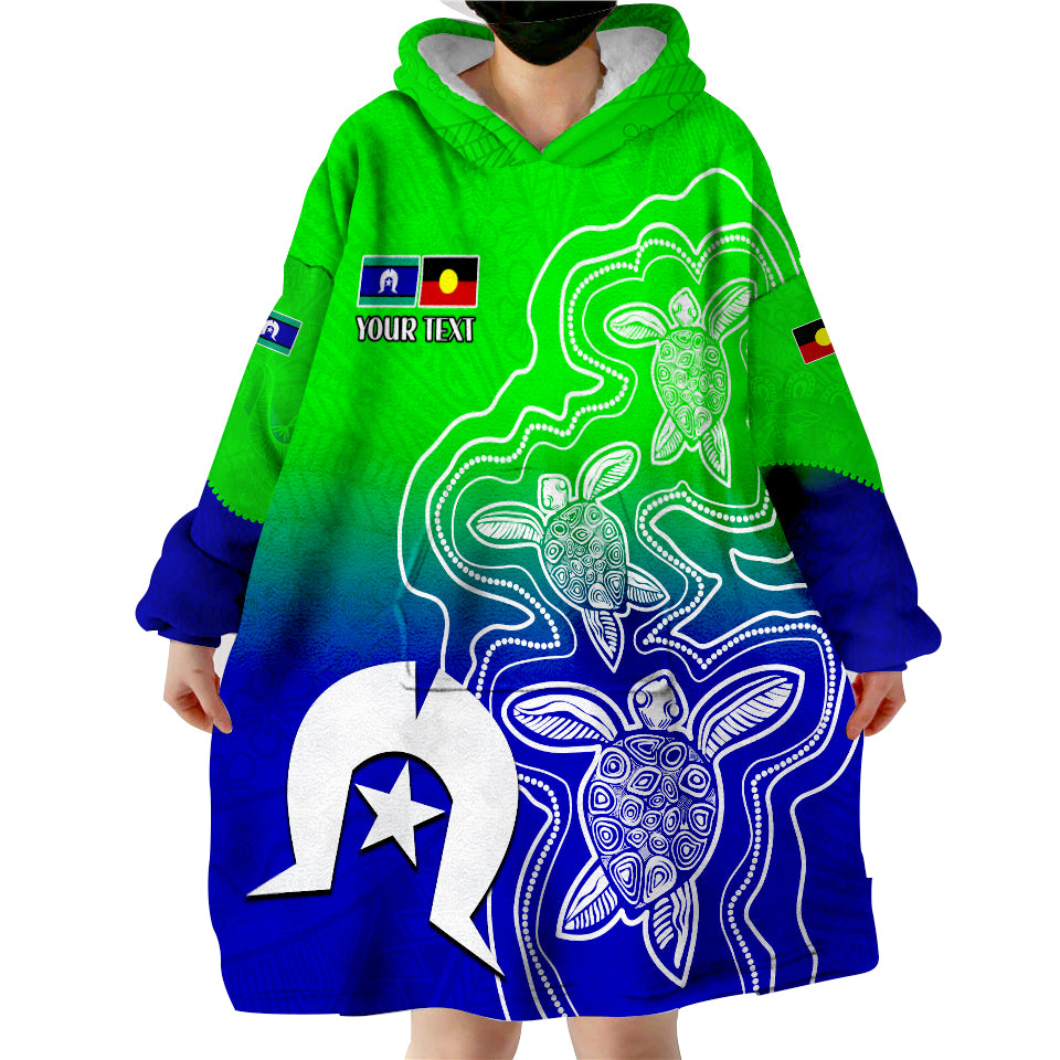 (Custom Personalised) NAIDOC Week 2022 Torres Strait Islanders with Aboriginal Turtles Wearable Blanket Hoodie - Vibe Hoodie Shop