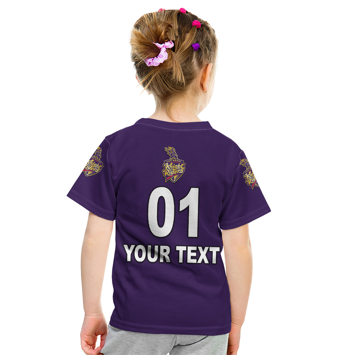 (Custom Personalised) Abu Dhabi Knight Riders ILT20 ADKR Cricket Simplified Vibes - Purple Kid T Shirt - Vibe Hoodie Shop