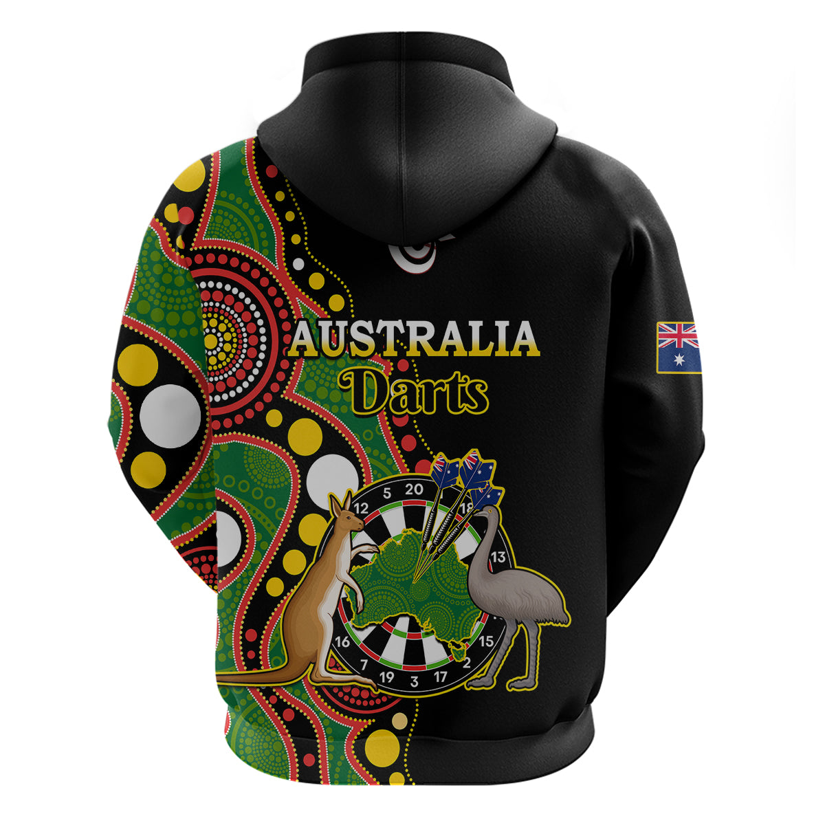 Australia Darts Indigenous Art Mix Kangaroo And Emu Hoodie - Vibe Hoodie Shop