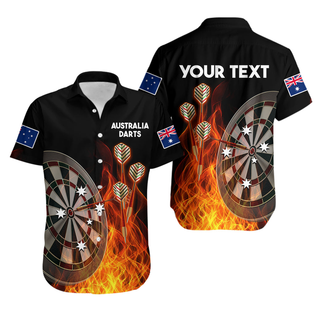 (Custom Personalised) Australia Darts Fire Burning Black Style Hawaiian Shirt - Vibe Hoodie Shop