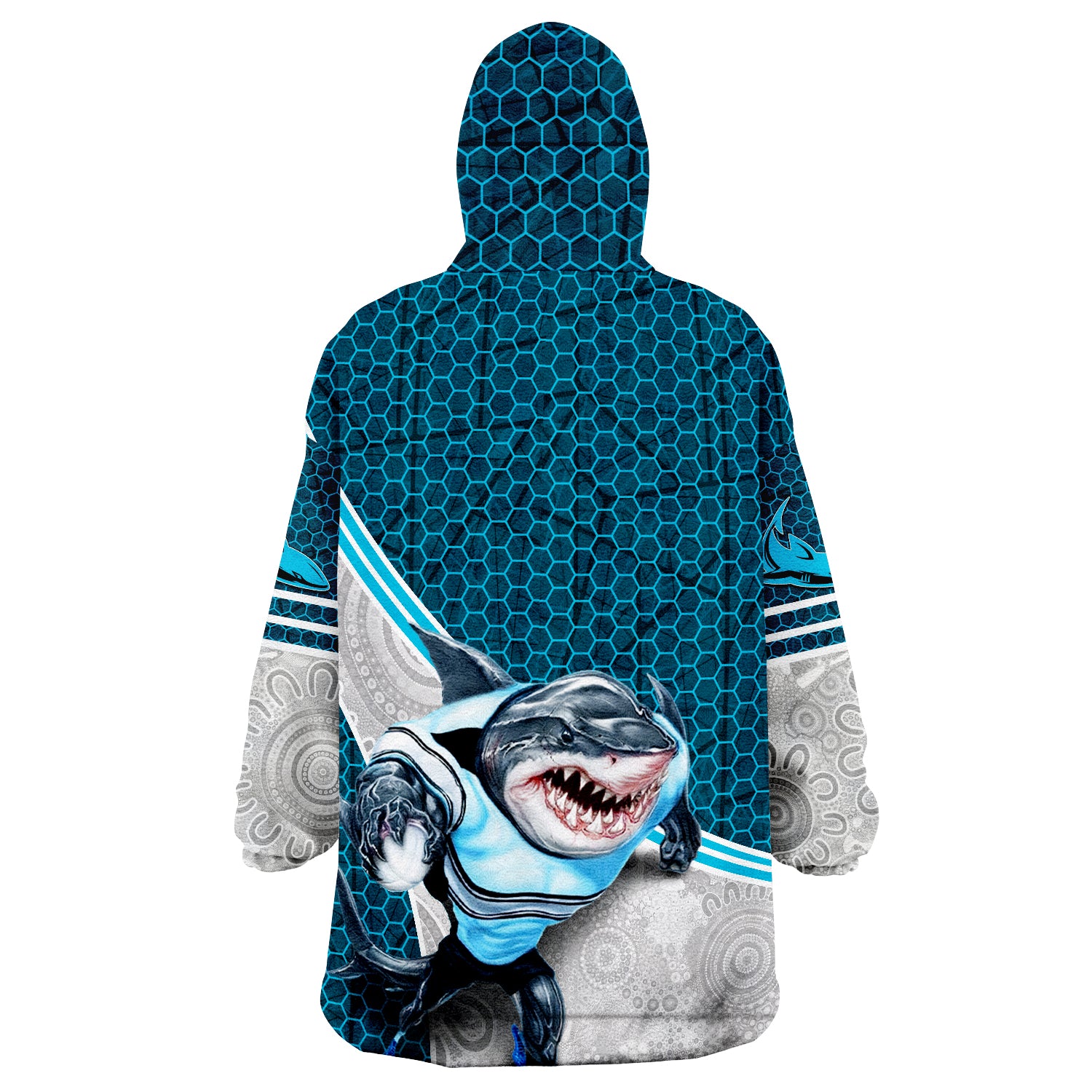 Sharks Rugby Mix Aboriginal Simple Wearable Blanket Hoodie - Vibe Hoodie Shop