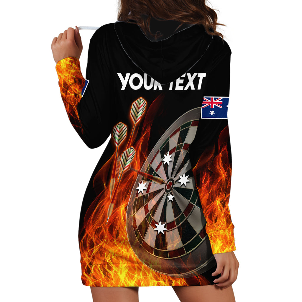 (Custom Personalised) Australia Darts Fire Burning Black Style Hoodie Dress - Vibe Hoodie Shop