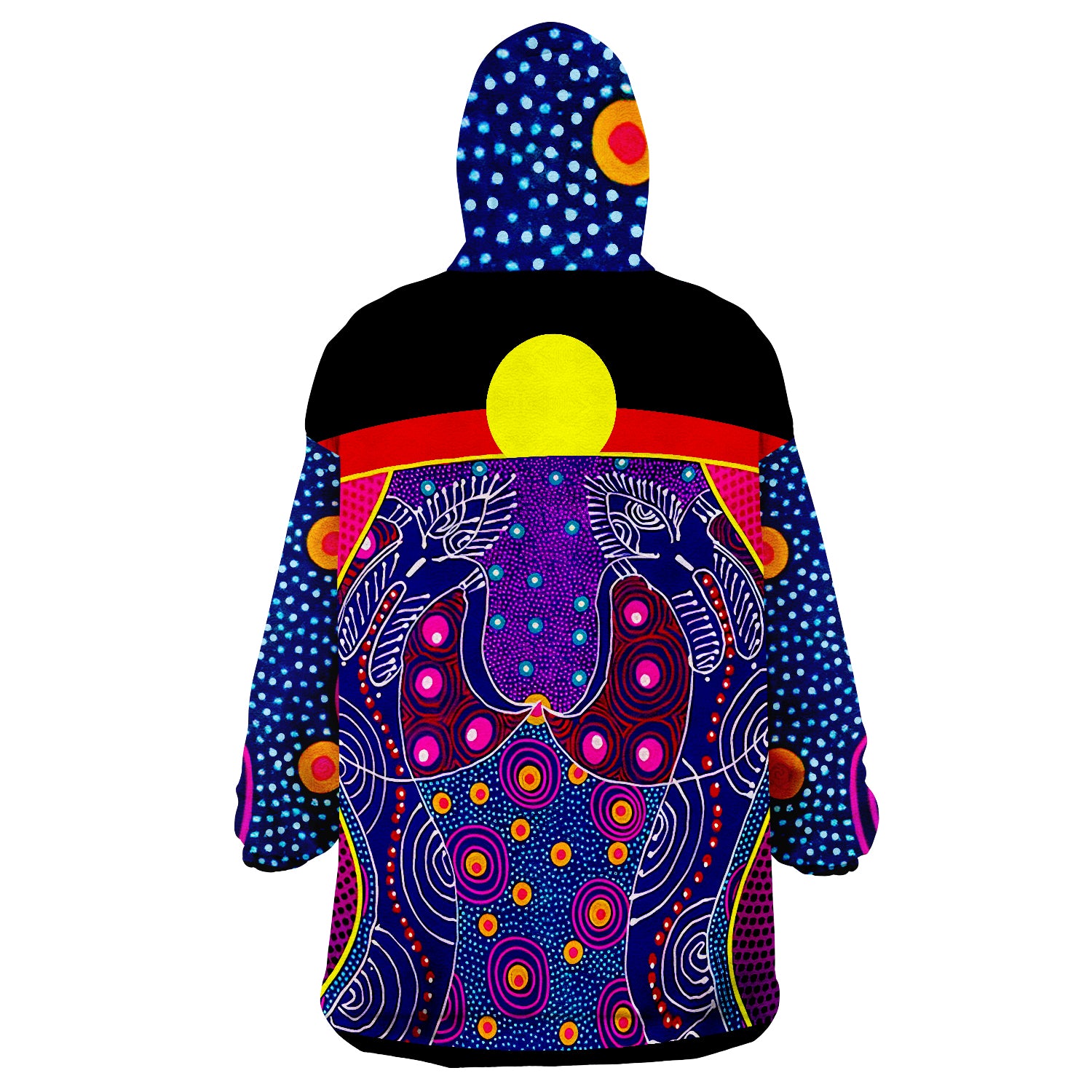 Aboriginal Sublimation Dot Pattern Style (Violet) Wearable Blanket Hoodie - Vibe Hoodie Shop