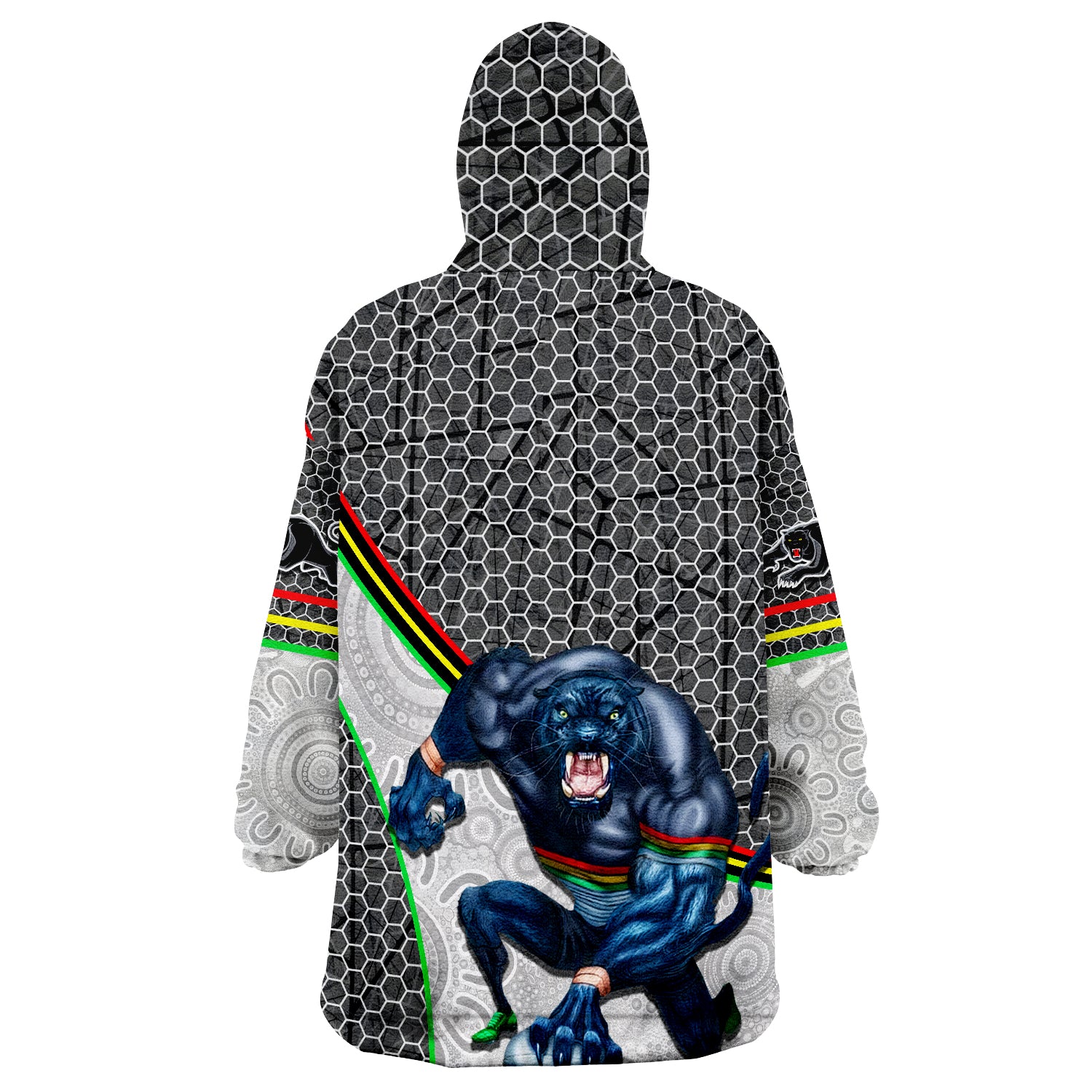 Panthers Rugby Mix Aboriginal Simple Wearable Blanket Hoodie - Vibe Hoodie Shop