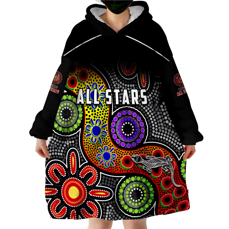 (Custom Text and Number) All Stars Christmas Indigenous Dreamtime Wearable Blanket Hoodie - Vibe Hoodie Shop