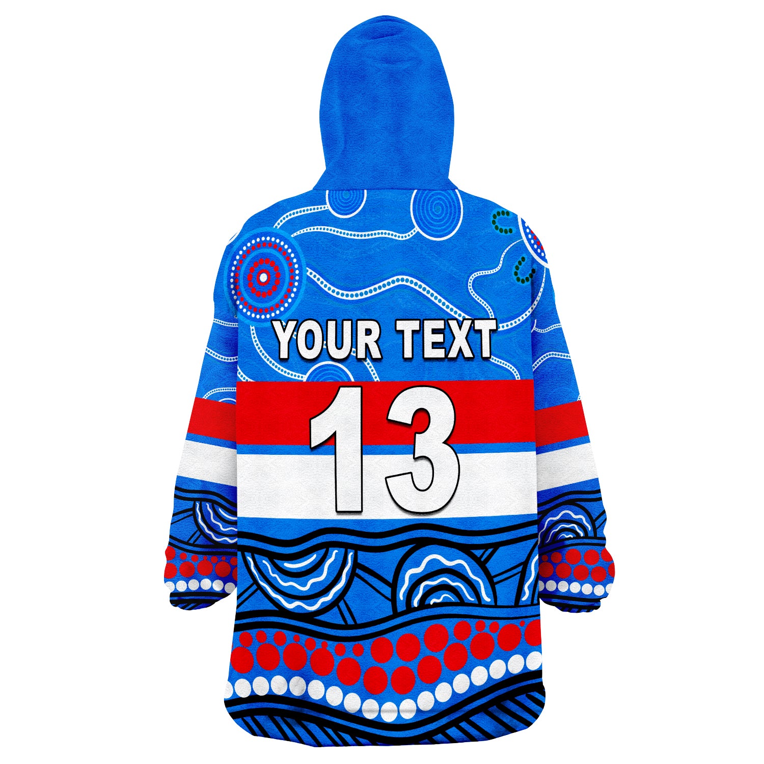 (Custom Text and Number) Bulldogs Indigenous Western Football Wearable Blanket Hoodie - Vibe Hoodie Shop
