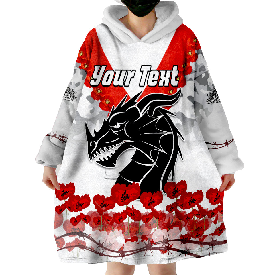 (Custom Personalised) Dragons ANZAC Day 2022 We Will Remember Them Wearable Blanket Hoodie - Vibe Hoodie Shop