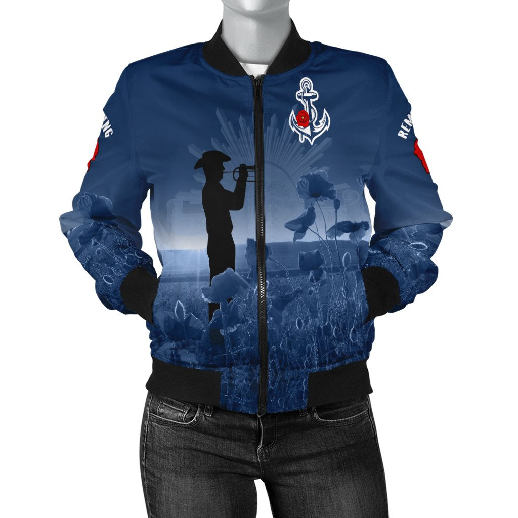 Australia Navy ANZAC Women's Bomber Jacket - Remembering Our Heroes - Vibe Hoodie Shop