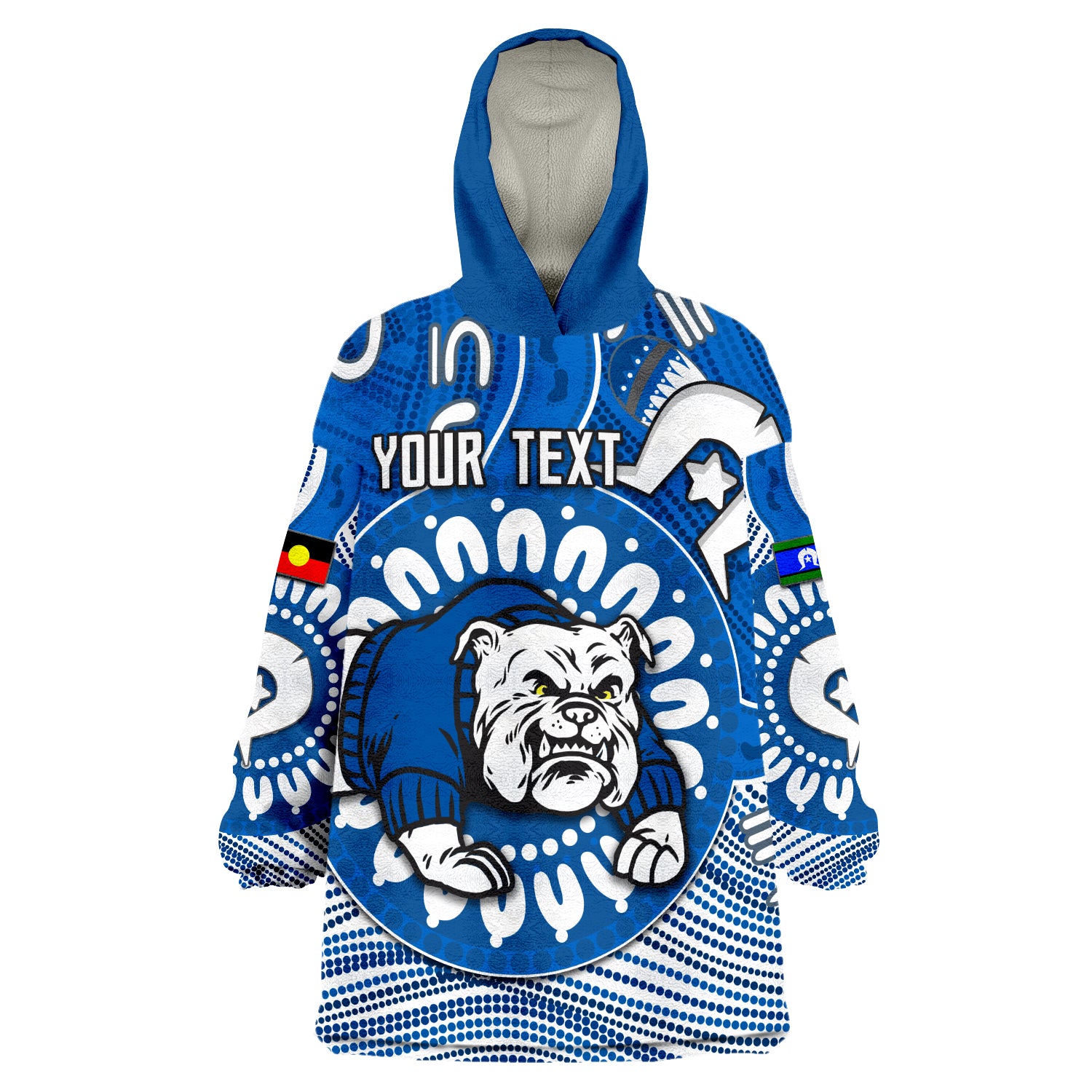 (Custom Personalised) Bulldogs NAIDOC Indigenous - White Wearable Blanket Hoodie - Vibe Hoodie Shop