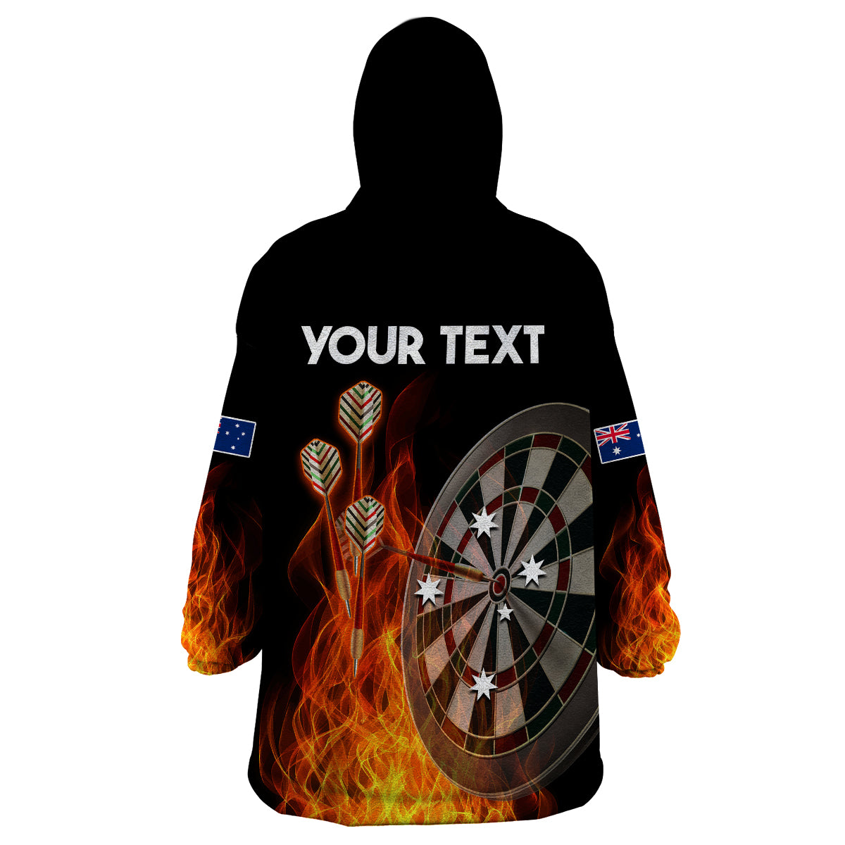 (Custom Personalised) Australia Darts Fire Burning Black Style Wearable Blanket Hoodie - Vibe Hoodie Shop