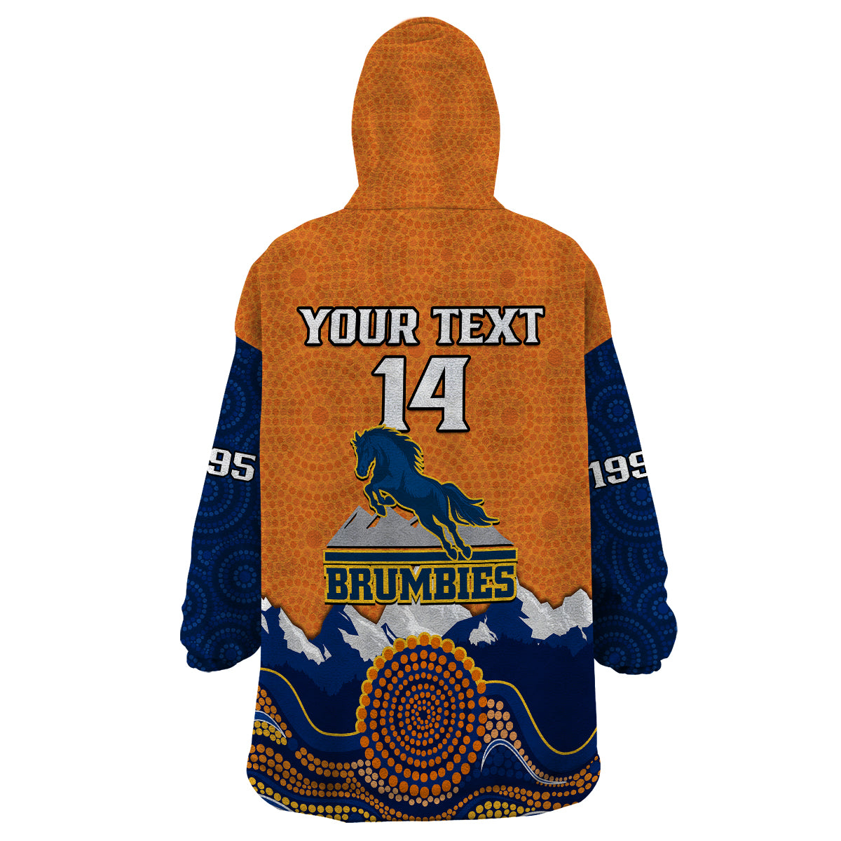 (Custom Text And Number) Brumbies Rugby 1995 Super Indigenous Version Wearable Blanket Hoodie - Vibe Hoodie Shop