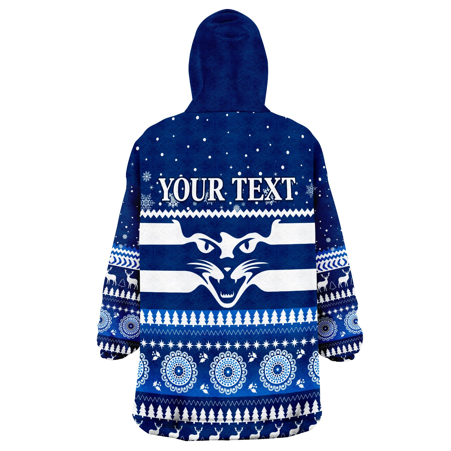 (Custom Personalised) Cats Christmas Indigenous Geelong Football Wearable Blanket Hoodie - Vibe Hoodie Shop