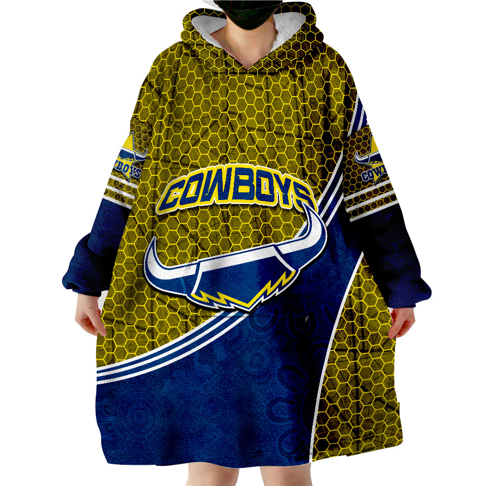 Cowboys Rugby Mix Aboriginal Simple Wearable Blanket Hoodie - Vibe Hoodie Shop