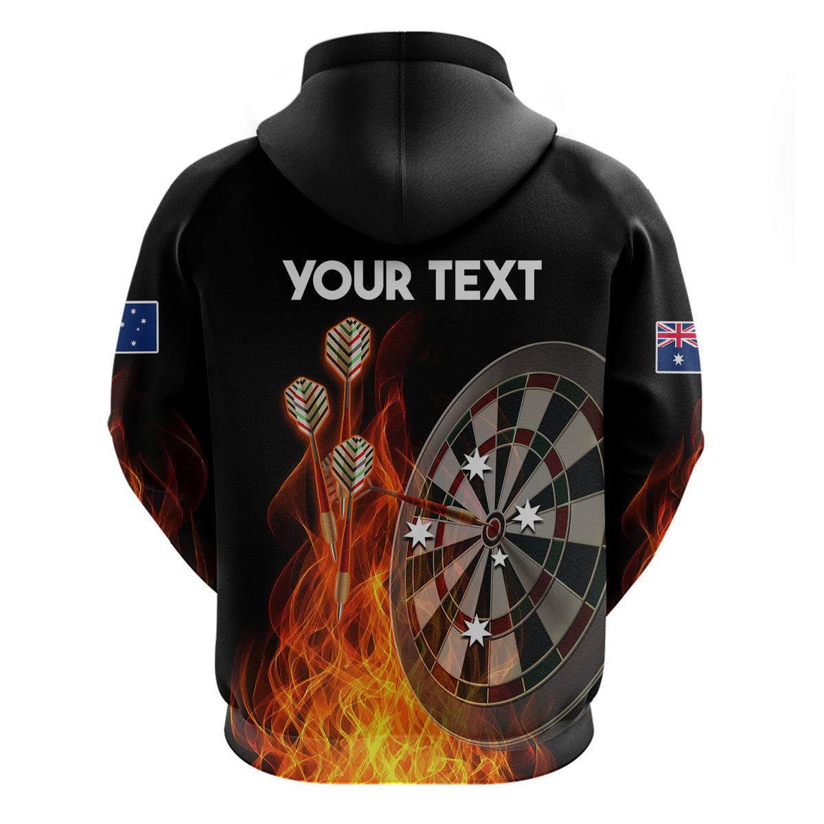 (Custom Personalised) Australia Darts Fire Burning Black Style Hoodie - Vibe Hoodie Shop