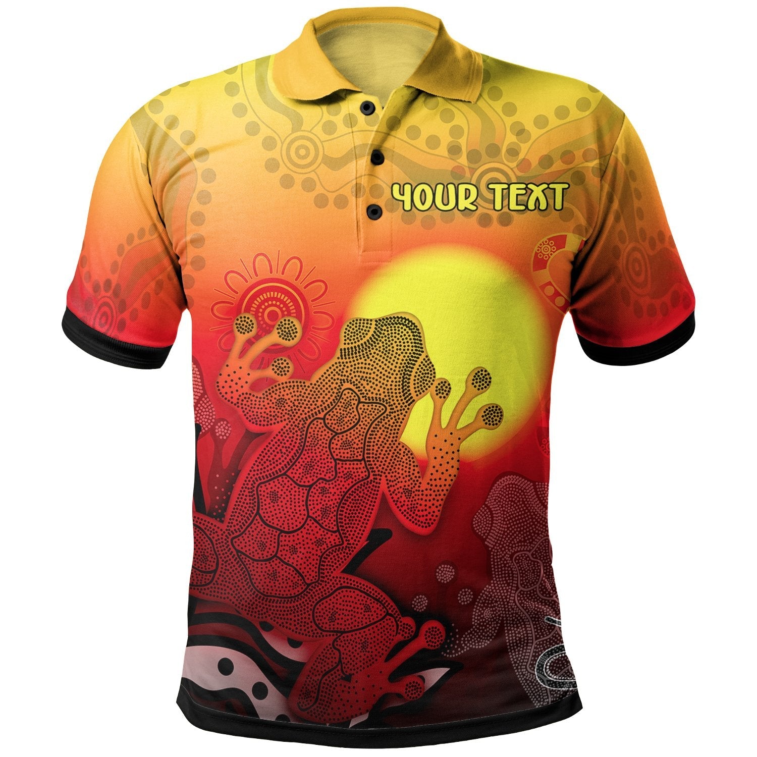 Custom Aboriginal Polo Shirts - Indigenous Frog (Red) - Vibe Hoodie Shop