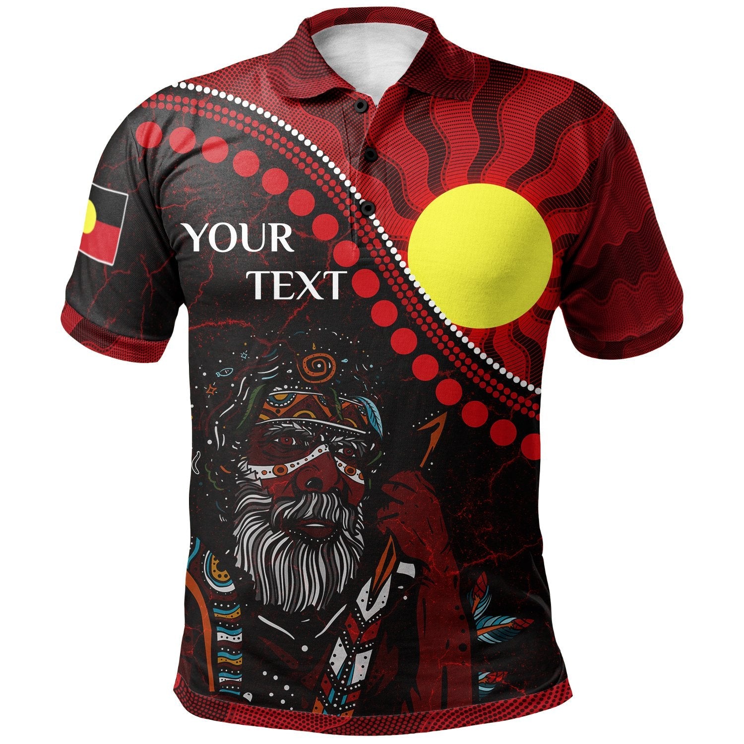 Custom Aboriginal Polo Shirts - Indigenous People And Sun - Vibe Hoodie Shop