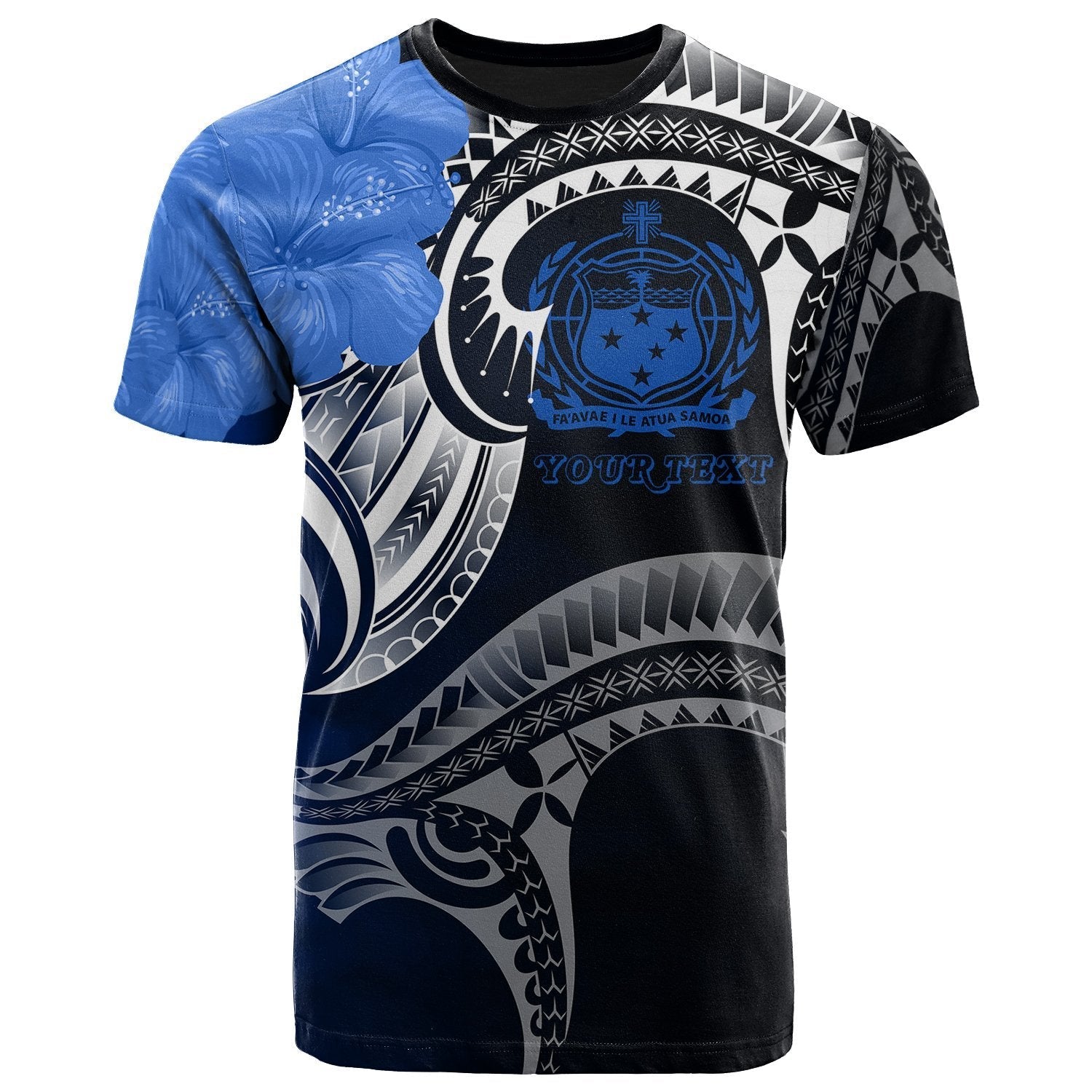 Samoa Custom Personalised T shirt - Samoa Seal Wave Style (Blue) - Vibe Hoodie Shop