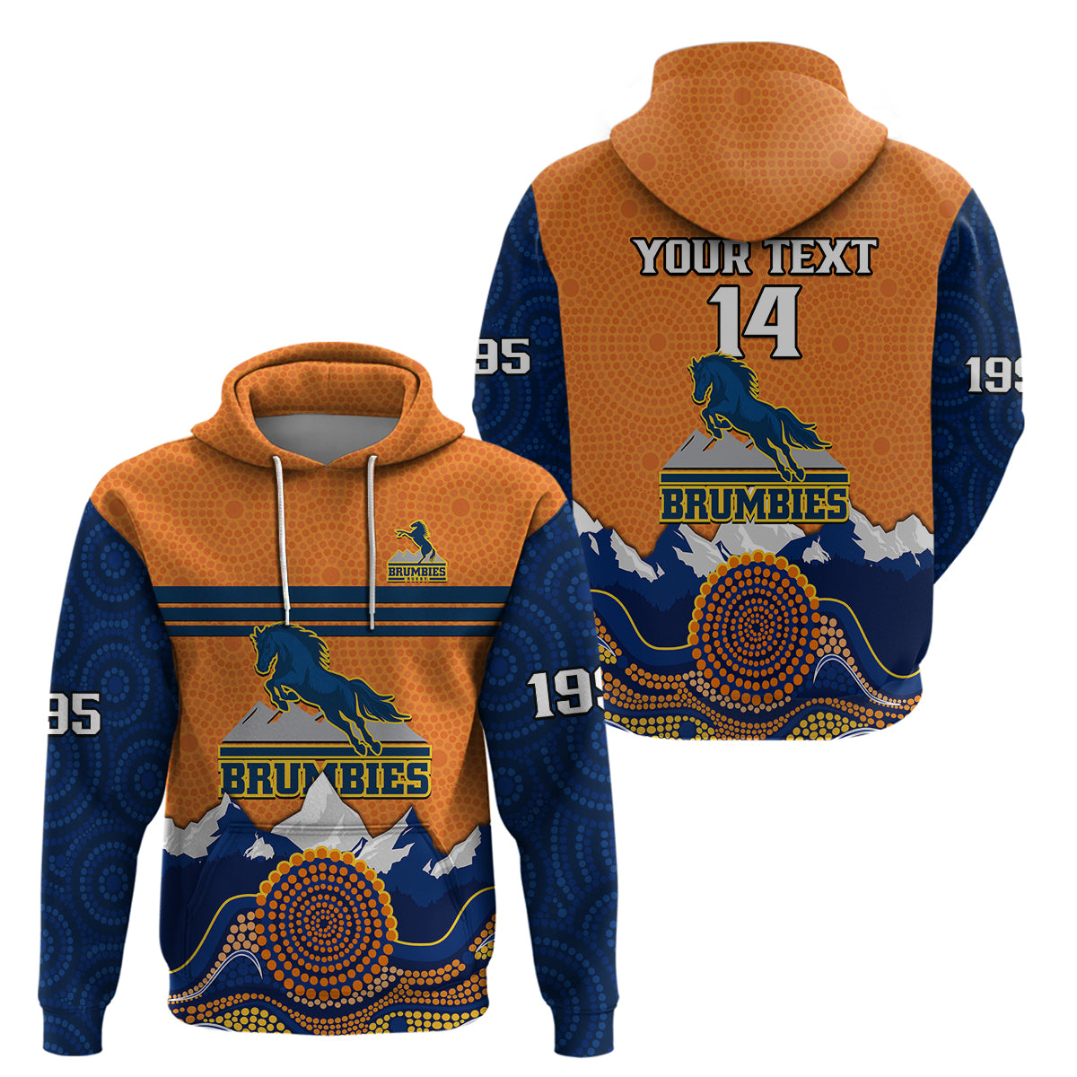 (Custom Text And Number) Brumbies Rugby 1995 Super Indigenous Version Hoodie - Vibe Hoodie Shop