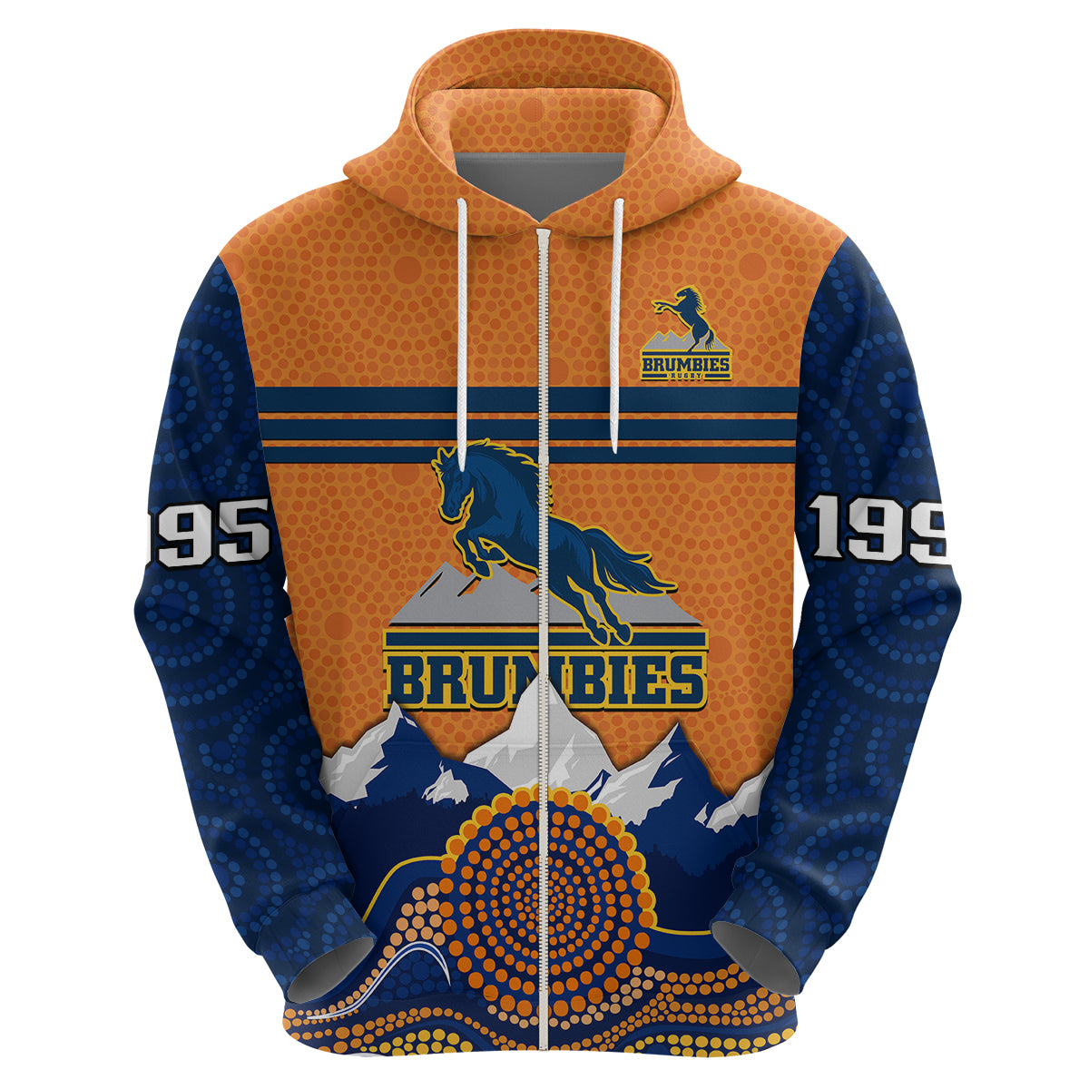 (Custom Text And Number) Brumbies Rugby 1995 Super Indigenous Version Hoodie - Vibe Hoodie Shop