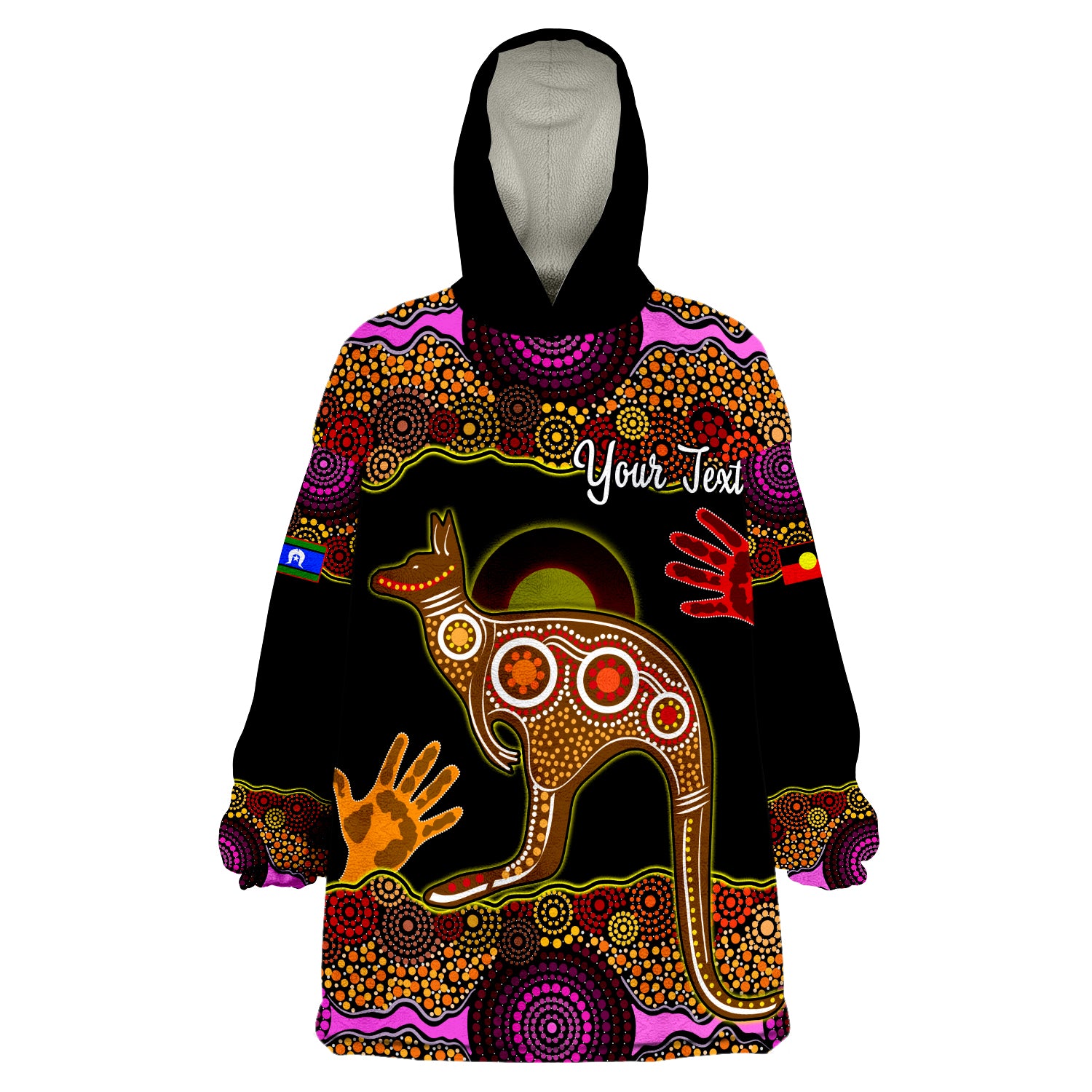 (Custom Personalised) NAIDOC Kangaroo Australia Wearable Blanket Hoodie - Vibe Hoodie Shop