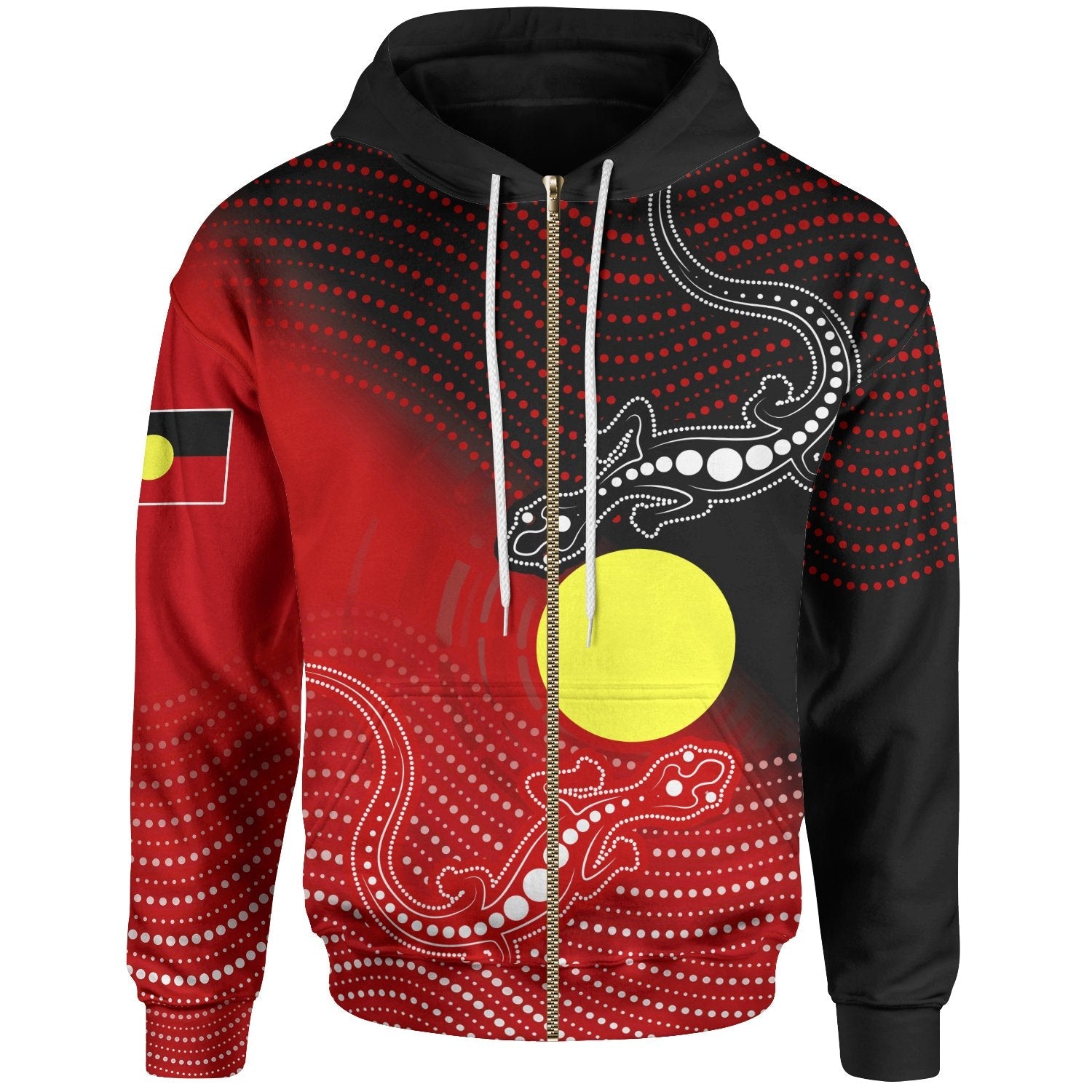 Aboriginal Zip - Up Hoodie - Two Indigenous Lizard - Vibe Hoodie Shop